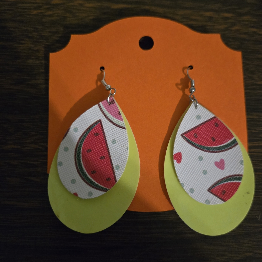 Watermelon Print Drop Earrings